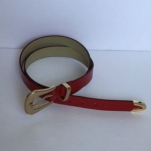 BOGO Red patent belt with gold buckle and accent-free with a purchase